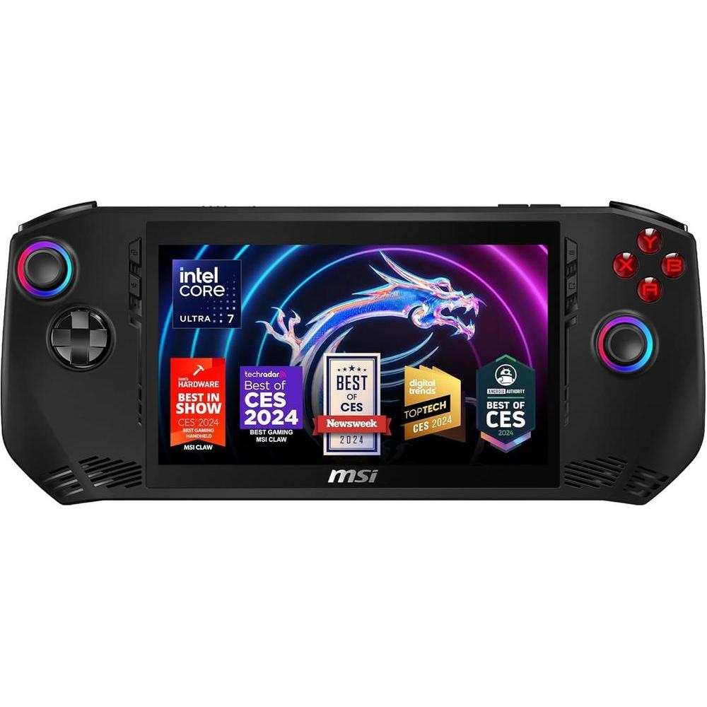 MSI Claw PC Gaming Handheld: Intel Ultra 7-155H, 7" FHD 120Hz Display, 16GB LPDDR5, 512TB NVMe SSD, MicroSD Card Reader, Thunderbolt 4, Win 11 Home: Black A1M-051US