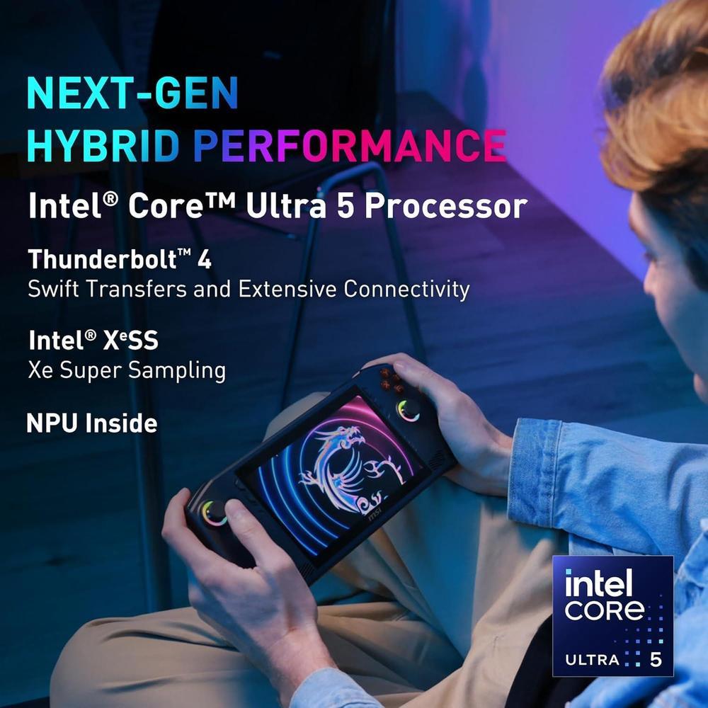 MSI Claw PC Gaming Handheld: Intel Ultra 5-135H, pantalla FHD 120 Hz, 16 GB LPDDR5, SSD NVMe, Win 11 Home, Negro