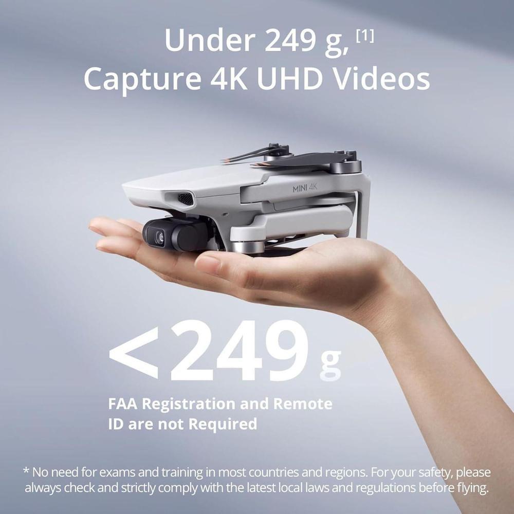 DJI Mini 4K Fly More Combo, dron con cámara UHD, cardán 3 ejes, video 10 km, retorno automático, 3 baterías incluidas