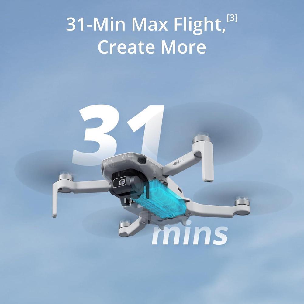 DJI Mini 4K dron con cámara UHD, estabilización de cardán, transmisión larga distancia y resistencia al viento para adultos