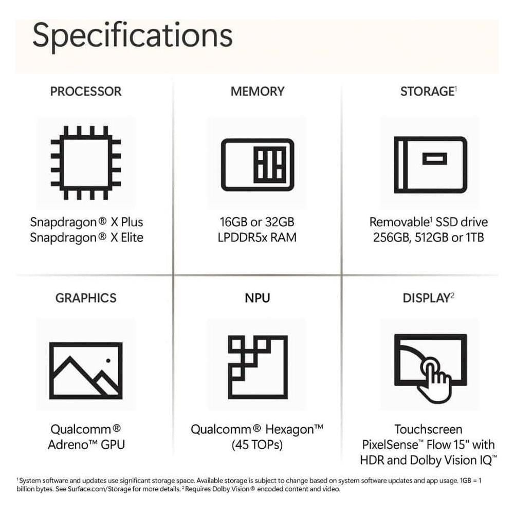 Microsoft Surface Laptop 2024 Con IA, Snapdragon X Elite, 32GB RAM, 1TB SSD, Windows 11, Pantalla Táctil