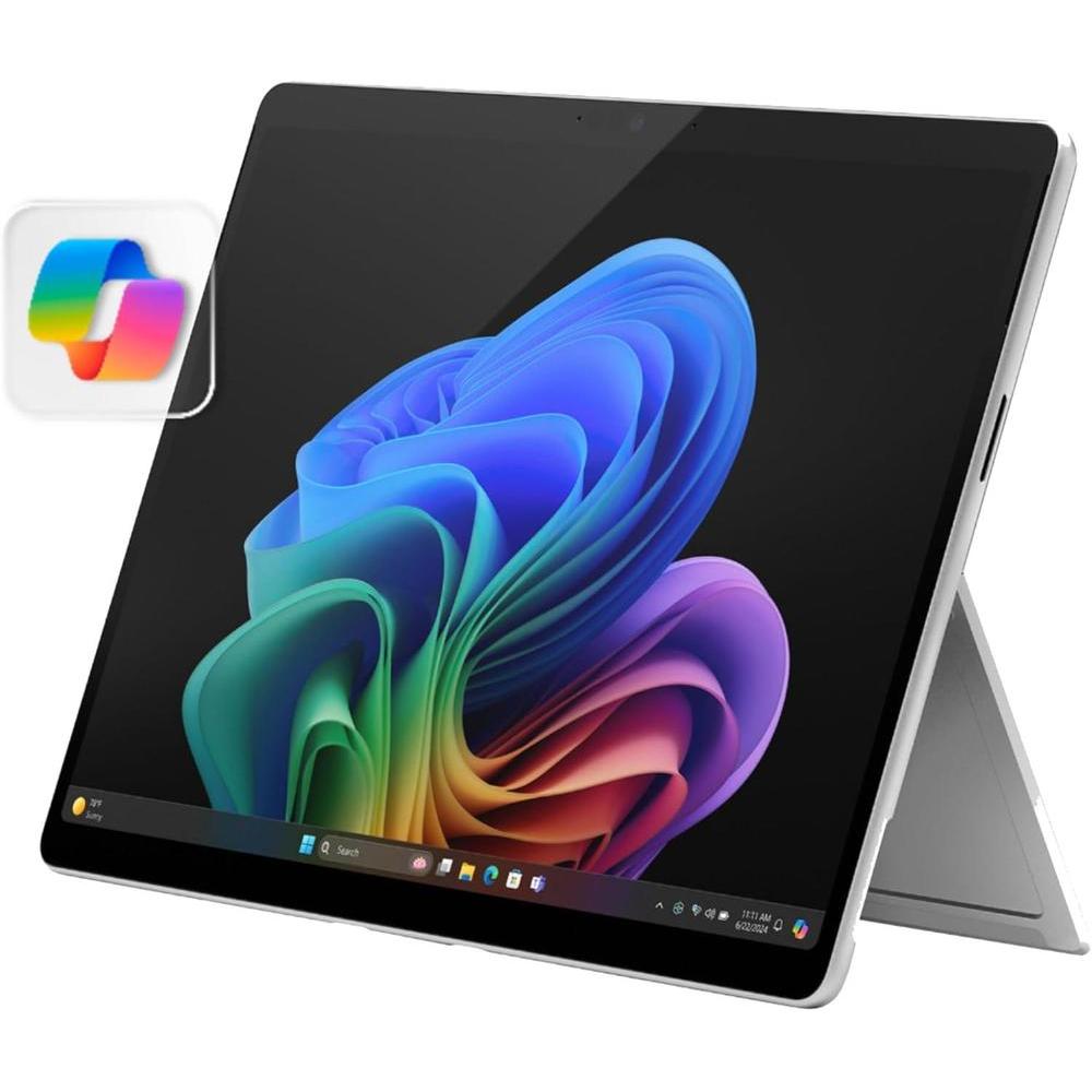 Microsoft Surface Pro 2-in-1 Laptop/Tablet (2024), Windows 11 Copilot+ PC, 13" Touchscreen Display, Snapdragon X Plus (10 Core), 16GB RAM, 512GB Storage, Platinum