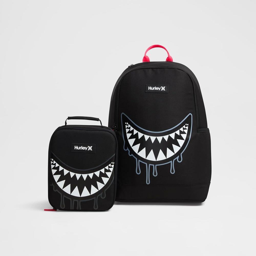 Hurley Mochila gráfica negra, diseño duradero y cómodo para adultos con bolsillo para botella y gráficos vibrantes