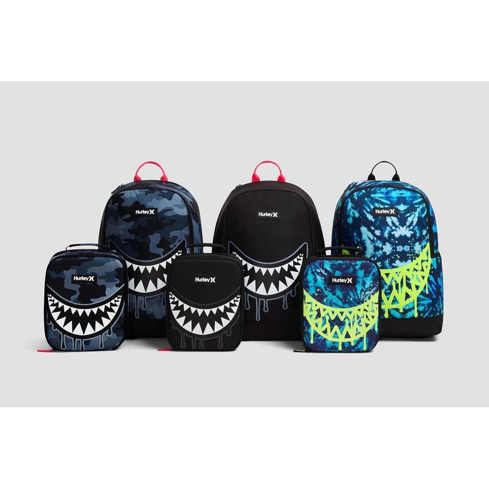 Hurley Mochila gráfica negra, diseño duradero y cómodo para adultos con bolsillo para botella y gráficos vibrantes