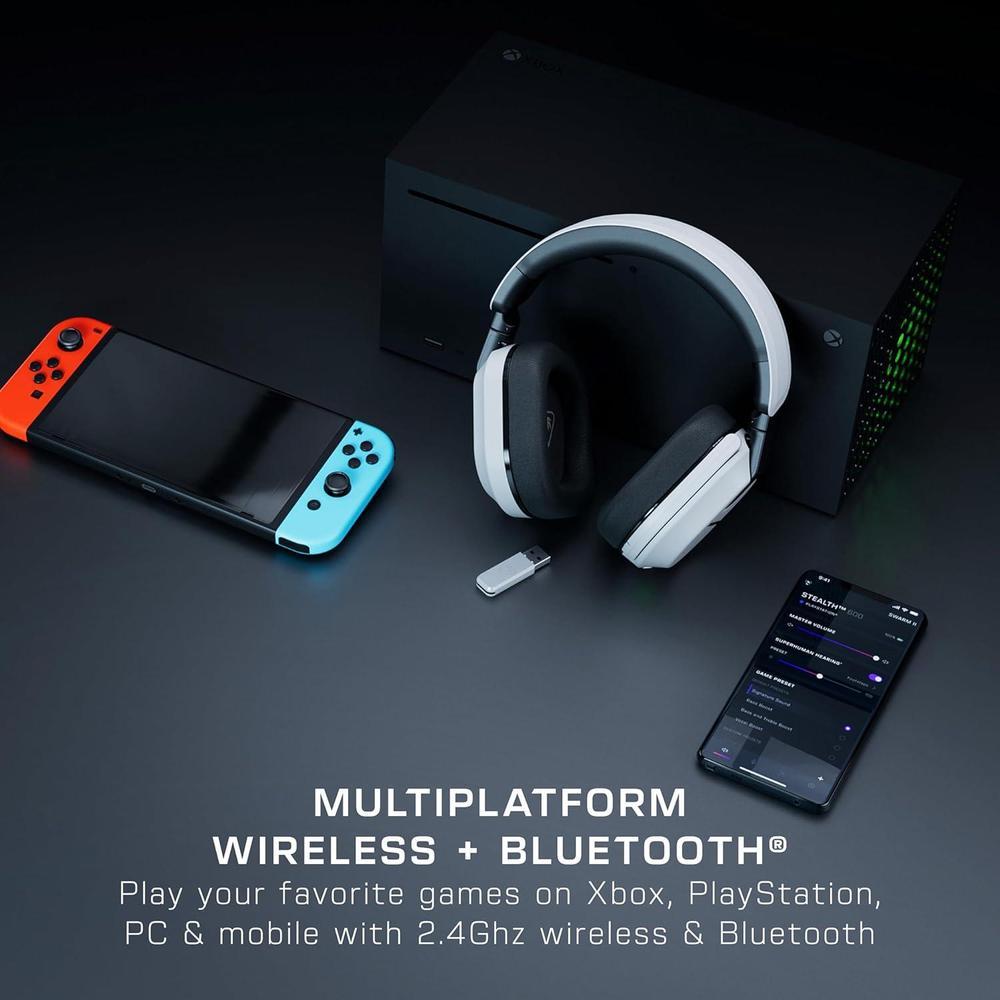 Turtle Beach Stealth 600 Auriculares Inalámbricos Gaming Multiplataforma con Bluetooth y Micrófono Cancelación de Ruido, Blanco
