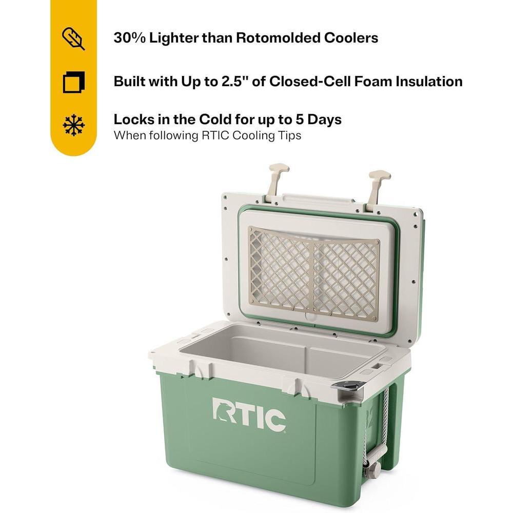 RTIC Enfriador Ultraligero 32 Cuartos, Portátil y Aislado para Bebidas y Camping, 30% más Ligero que Refrigeradores Convencionales