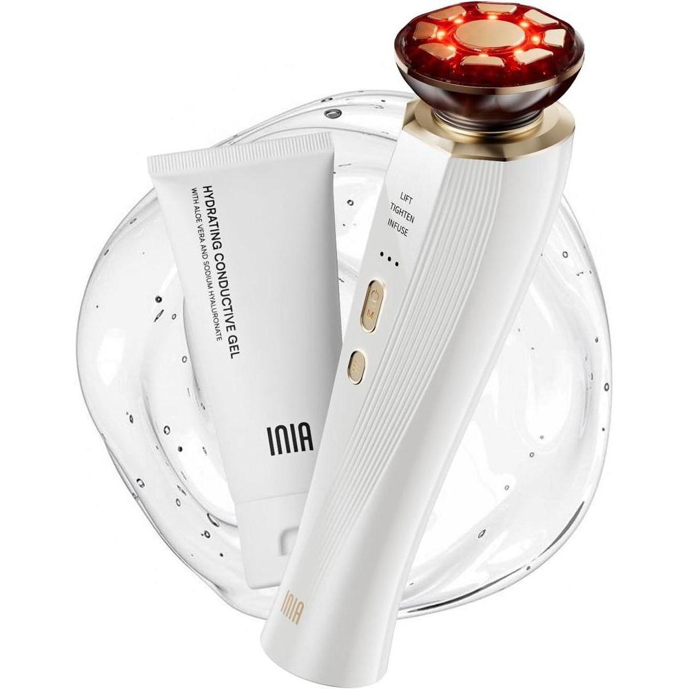 INIA Terapia de luz roja 3 en 1 para cara y cuello dispositivo de belleza para hinchazón y reafirmación de la piel herramienta de cuidado de la piel (blanco)