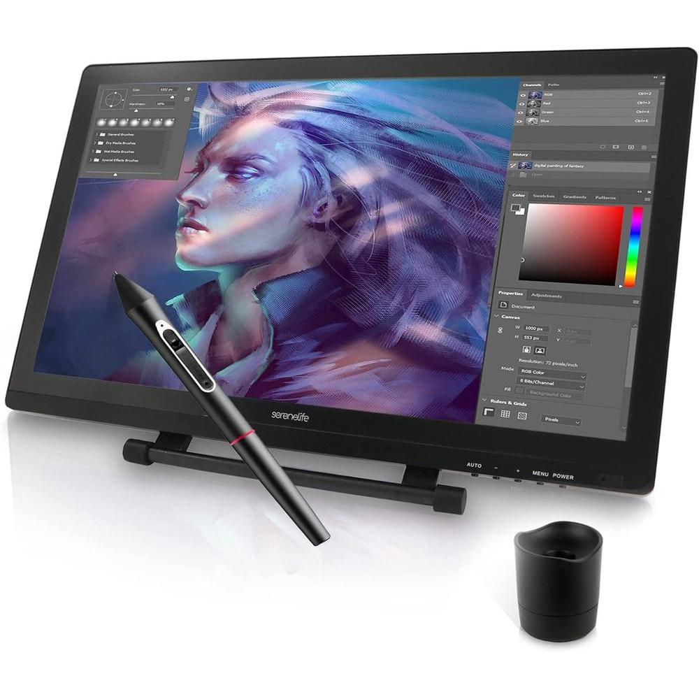SereneLife Dual-Mode Graphics Tablet - 21.5" Art Monitor with Wireless Stylus & Touch Screen - Perfect for Drawing & Design, USB and HDMI Cables