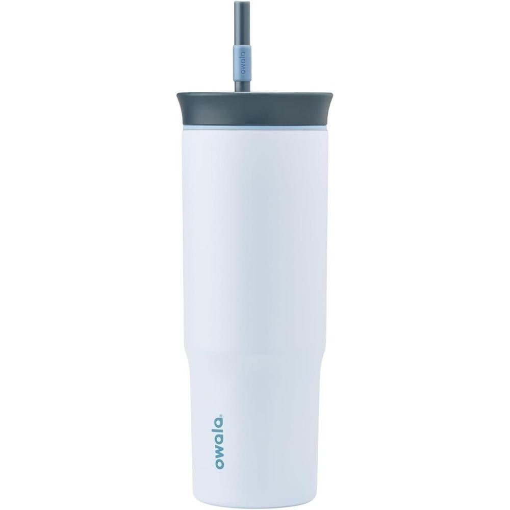 Owala Stainless Steel Triple Layer Insulated Travel Tumbler with Spill Resistant Lid and Straw, BPA Free, 24 oz, Grey/Blue (The Great Blue)