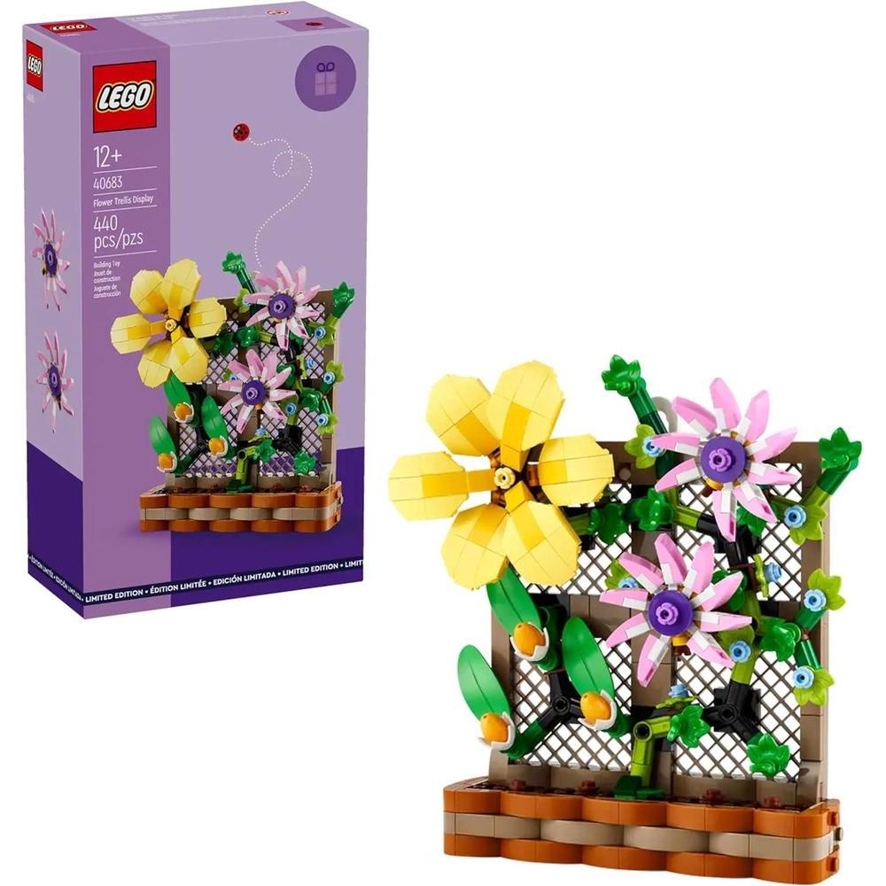 LEGO Flower Trellis Display 40683 - Spring Floral Home Decor Set with Vibrant Blooms and Trellis Detailing for Kids and Adults (440 pcs)