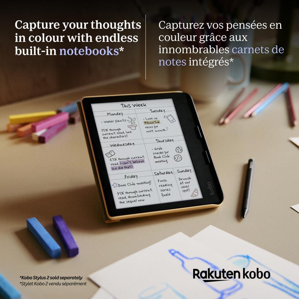 Kobo Libra Colour eReader con pantalla Kaleido™ 3, modo oscuro, resistencia al agua y soporte para audiolibros, color blanco