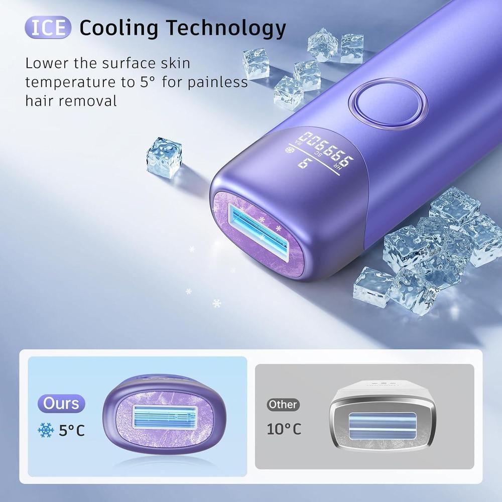 Depiladora láser IPL con enfriamiento por hielo 3 en 1, indolora, para uso en casa, adecuada para hombres y mujeres