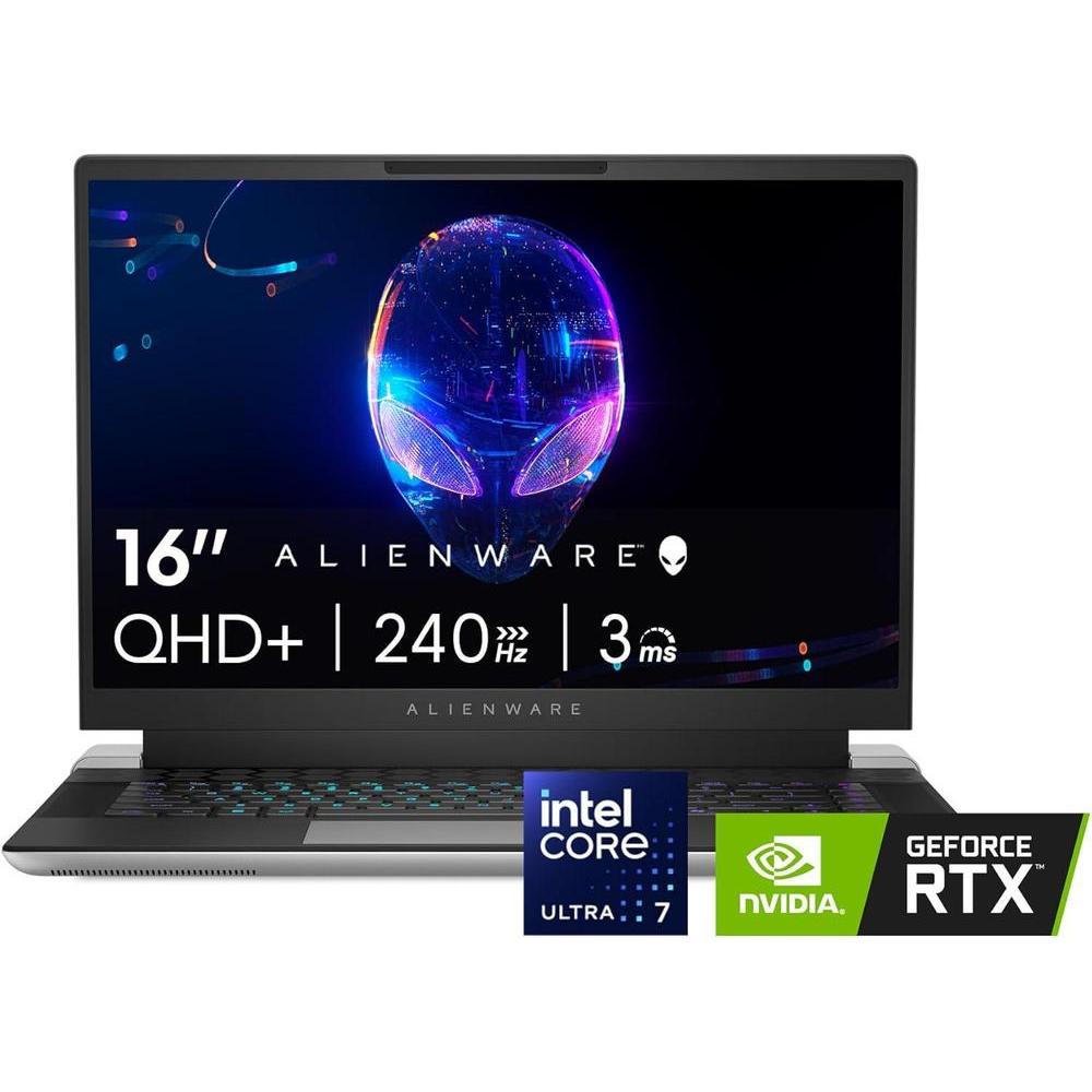 Alienware X16 R2 Gaming Laptop - 16-inch QHD+ 240Hz 3ms Display, Intel Core Ultra 7-155H, 16GB LPDDR5X RAM, 1TB SSD, NVIDIA GeForce RTX 4070 8GB GDDR6, Windows 11 Home, Onsite Service - Lunar Silver