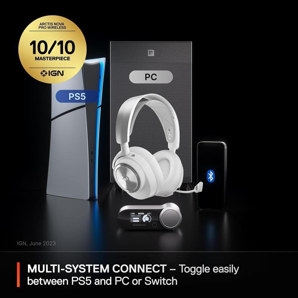 SteelSeries Arctis Nova Pro: Auriculares inalámbricos con ANC y dos baterías, micrófono ClearCast Gen 2 para múltiples plataformas