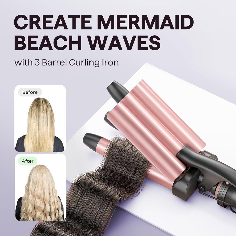 Wavytalk 5 en 1 Rizador de Cabello, Set con Barriles Intercambiables, Cepillo Térmico y Rizador de Cerámica, Rosa