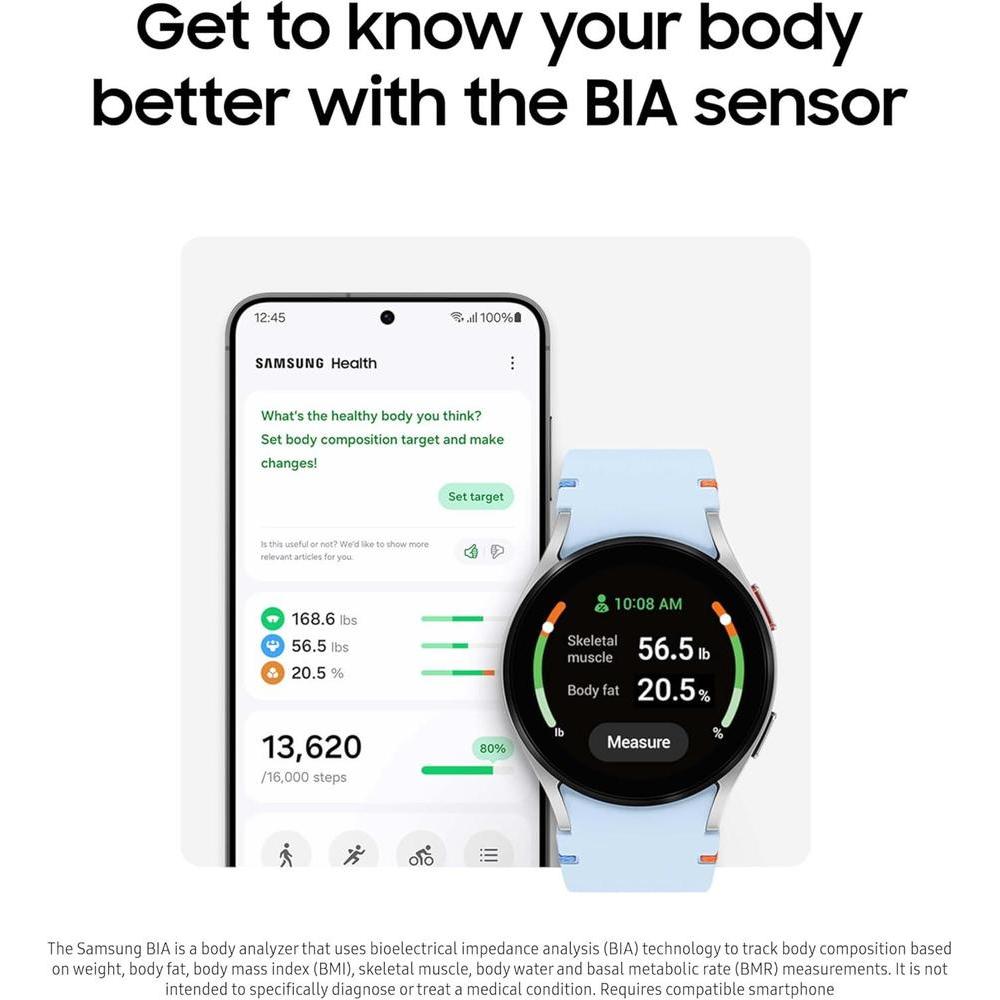 SAMSUNG Galaxy Watch FE - Reloj Inteligente Bluetooth AI de 4 cm con Seguimiento de Fitness Sensor BIA HR Personalizado Cardíaco Sueño 2024