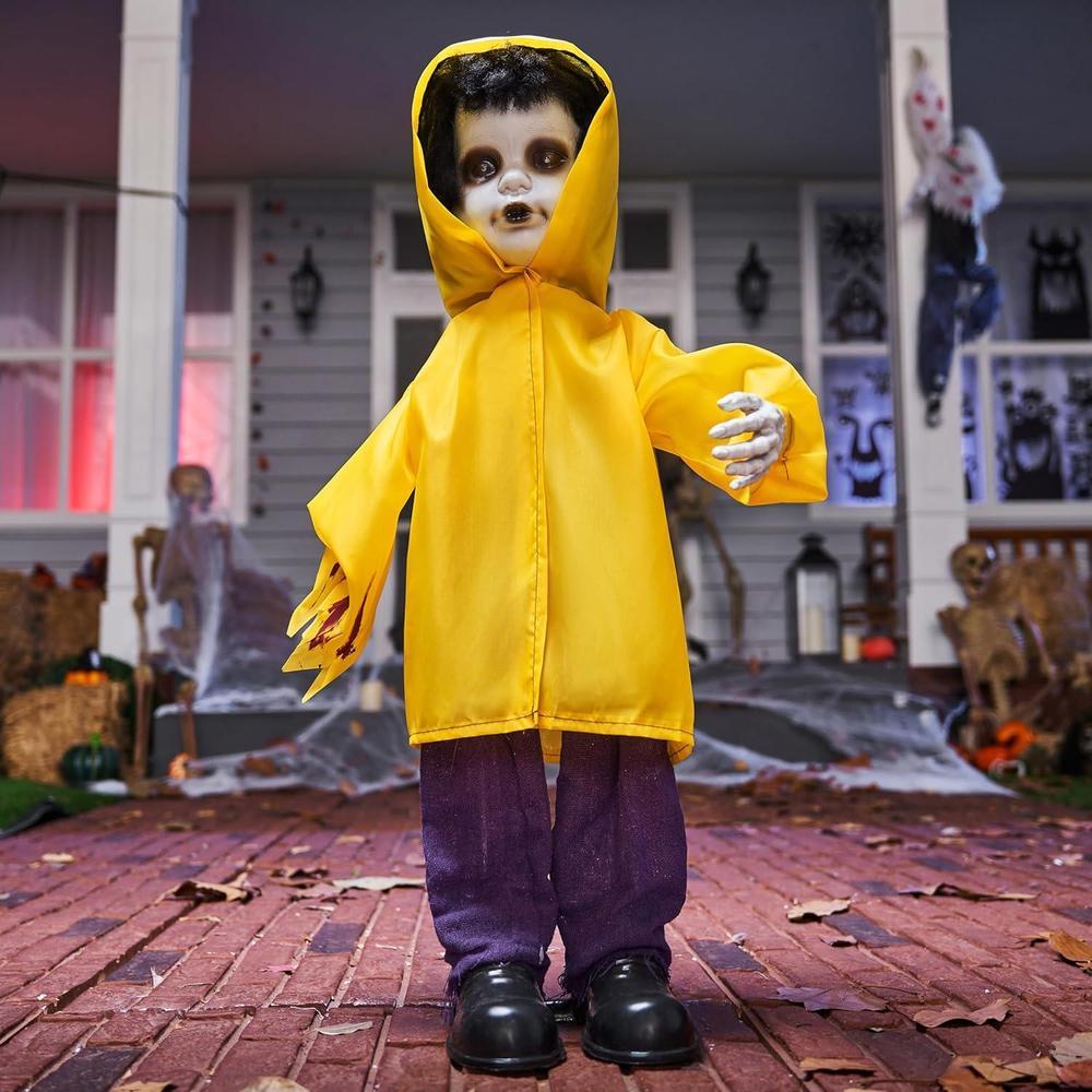 JOYIN Decoración de Halloween al aire libre con animatronics fantasma y ojos brillantes para patio y fiestas