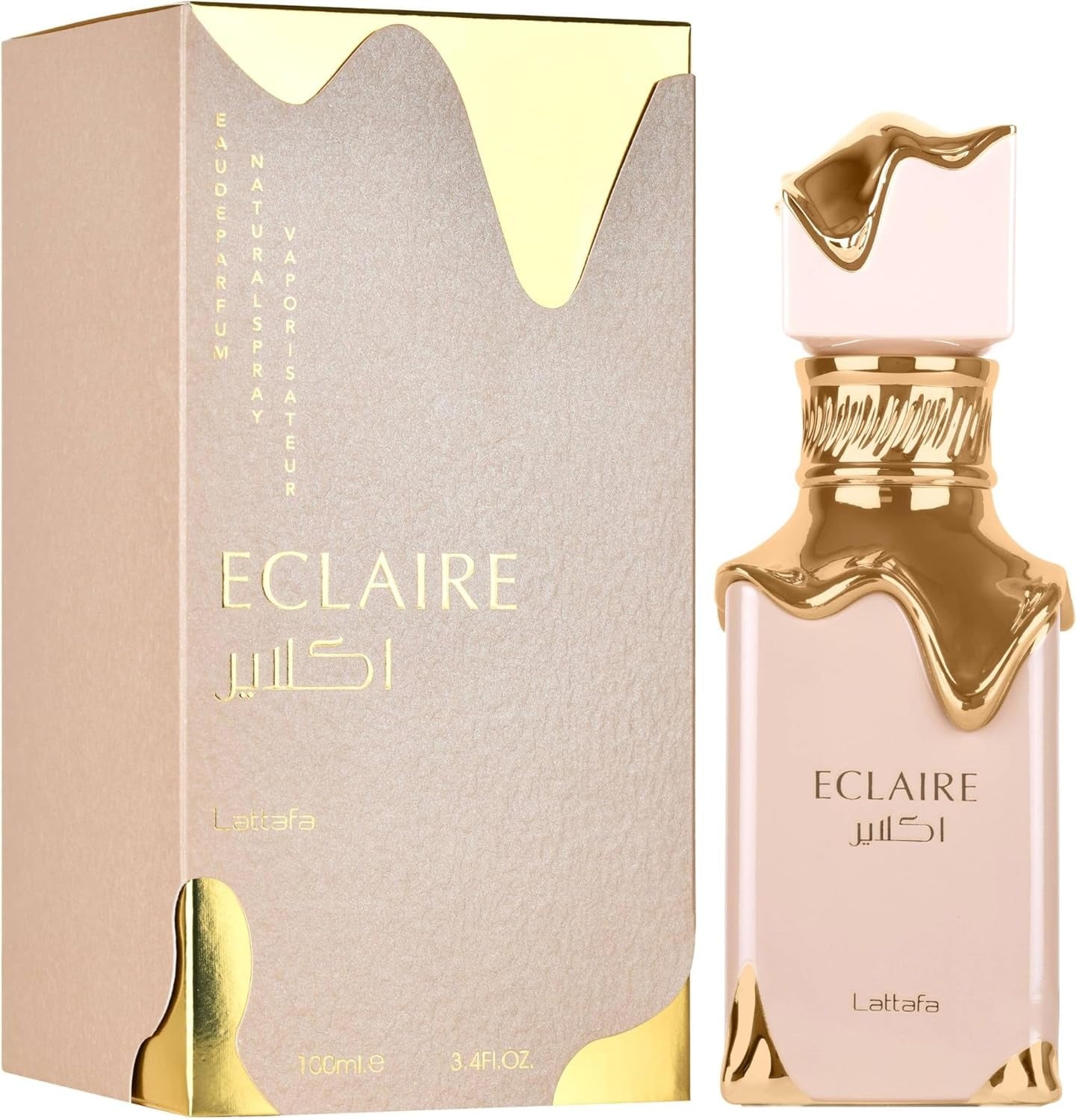 Lattafa Eclair - Vainilla, Caramelo, Dulce, Floral - Eau de Parfum Fragancia de Larga Duración para Mujeres, 3.40 Onzas / 100 ml