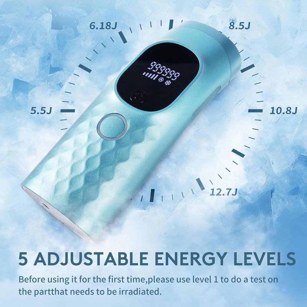 Depiladora láser IPL para mujeres y hombres, máquina portátil con tecnología de enfriamiento, 999,999 destellos, incluye afeitadora y gafas