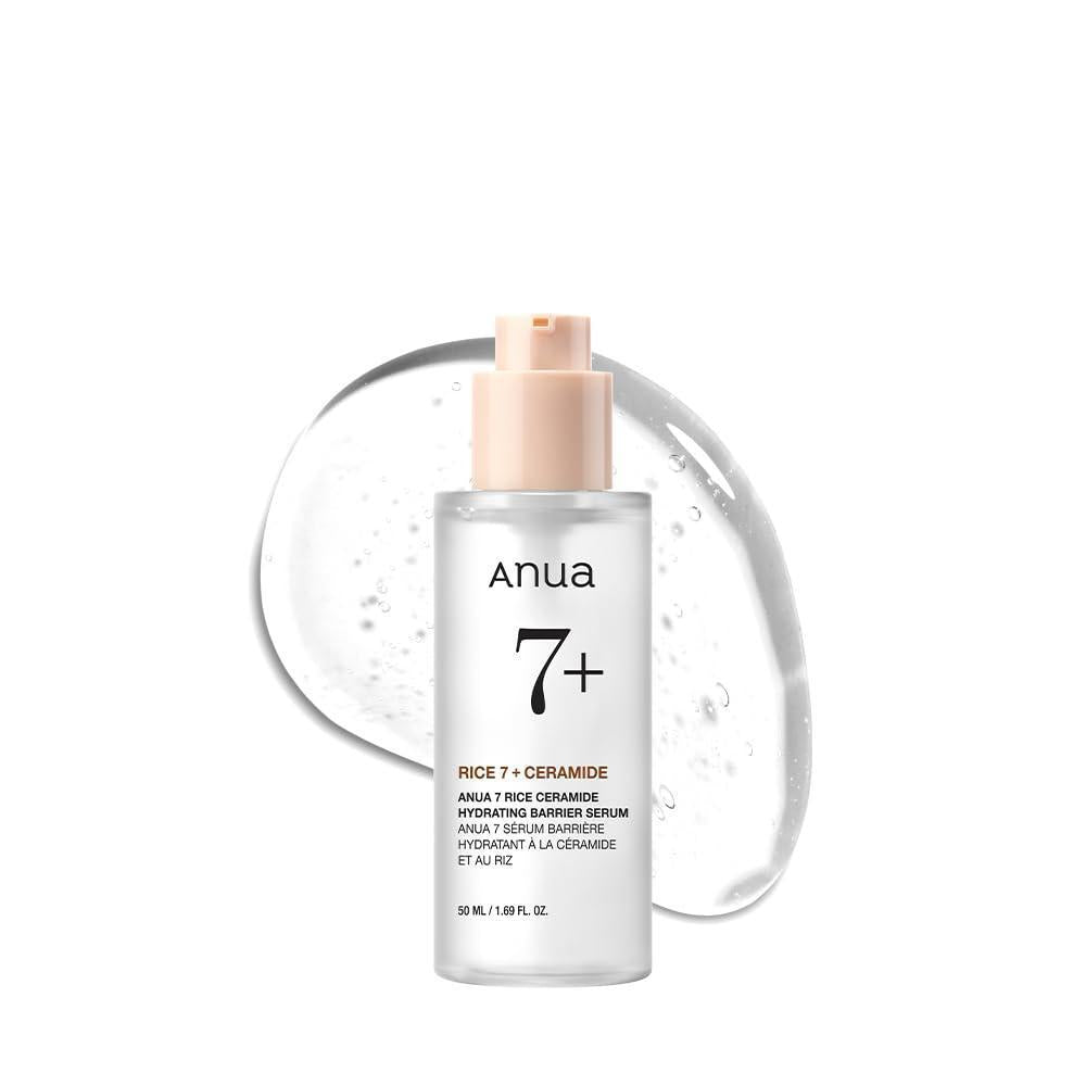 ANUA Rice Ceramide 7 Suero Hidratante de Barrera, Suero Hidratante para la Cara, Arroz, Ácido Hialurónico, Niacinamida, Sin Fragancia, No Comedogénico, Piel de Vidrio, Cuidado de la Piel Coreano, 50ml