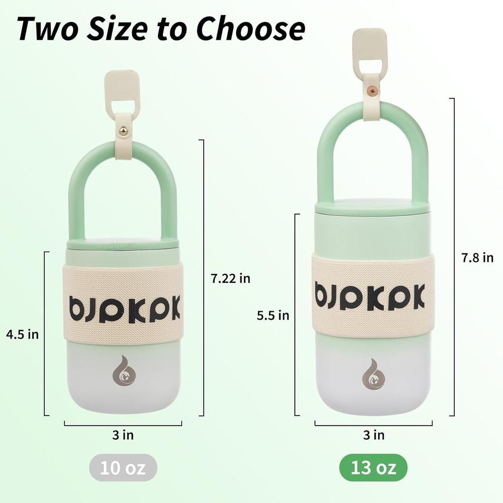 Vaso térmico de acero inoxidable BJPKPK con tapa y asa, ideal para café de viaje, color niebla verde