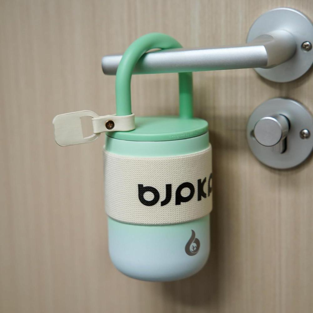 Vaso térmico de acero inoxidable BJPKPK con tapa y asa, ideal para café de viaje, color niebla verde