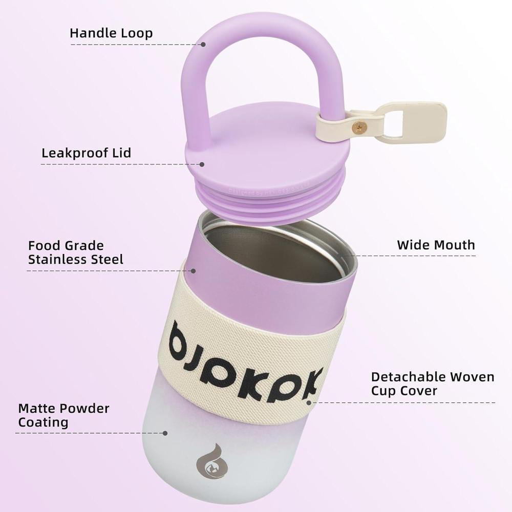 Vaso aislado BJPKPK con tapa y asa, ideal para café y viajes, en color lila