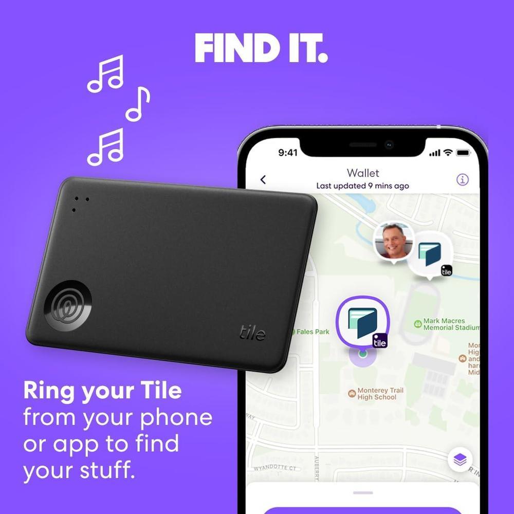 Tile Slim por Life360, rastreador Bluetooth para billeteras, pasaportes y más. Compatible iOS y Android, incluye función SOS