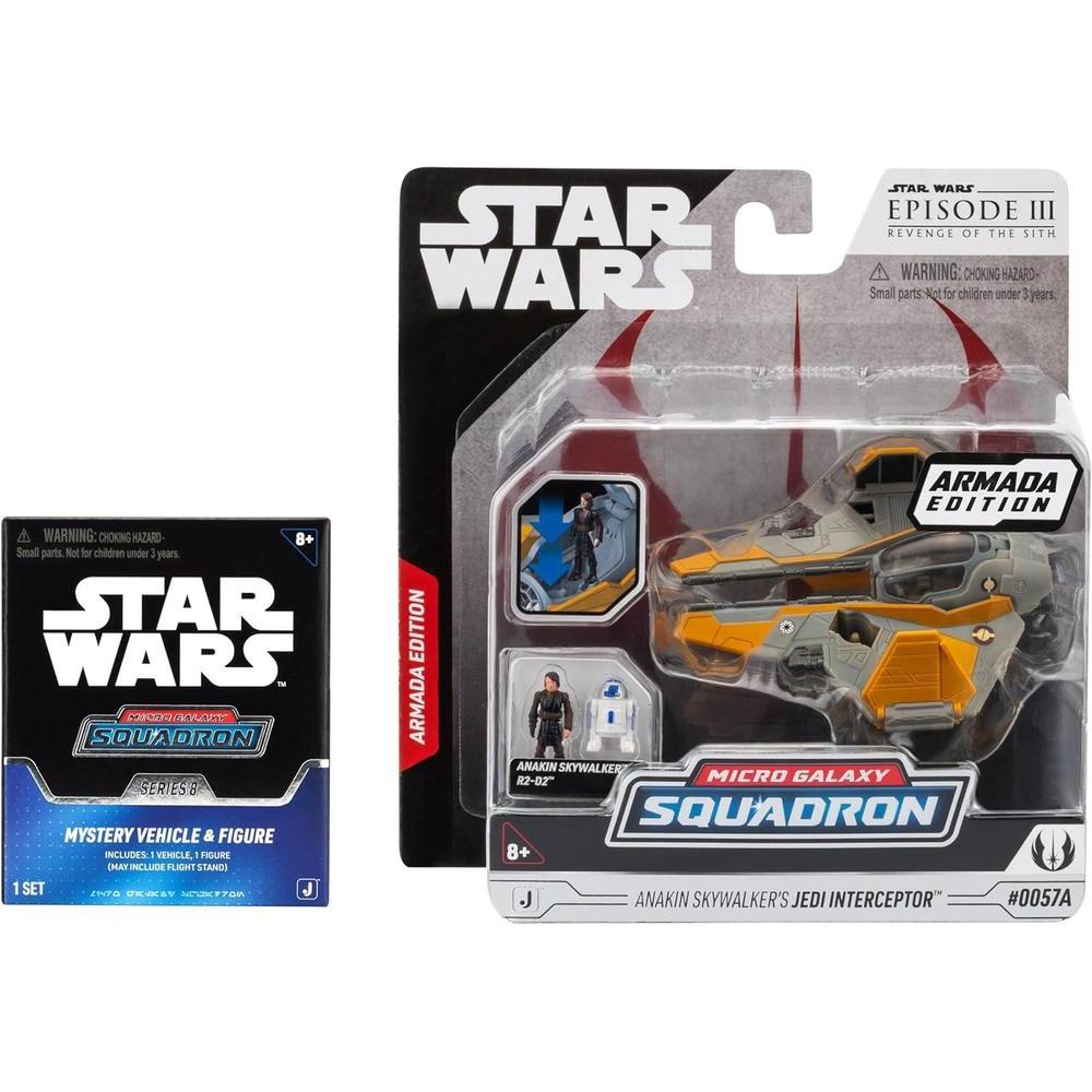 Star Wars Micro Galaxy Squadron Anakin's Jedi Interceptor (Armada Edition) Mystery Bundle - 3-Inch and 2.5-Inch Vehicles with Accessories (Amazon Exclusive)