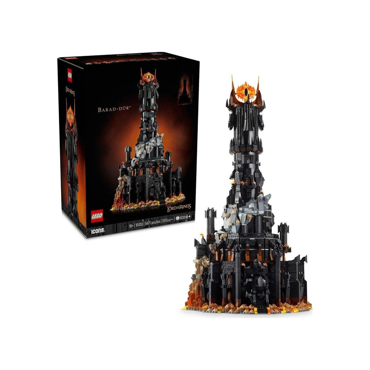 LEGO Icons Lord of The Rings Barad-dûr Building Set for Adults - Lord of The Rings Collectible for Fans - Includes 6 Minifigures - Gift for Men and Women - 10333