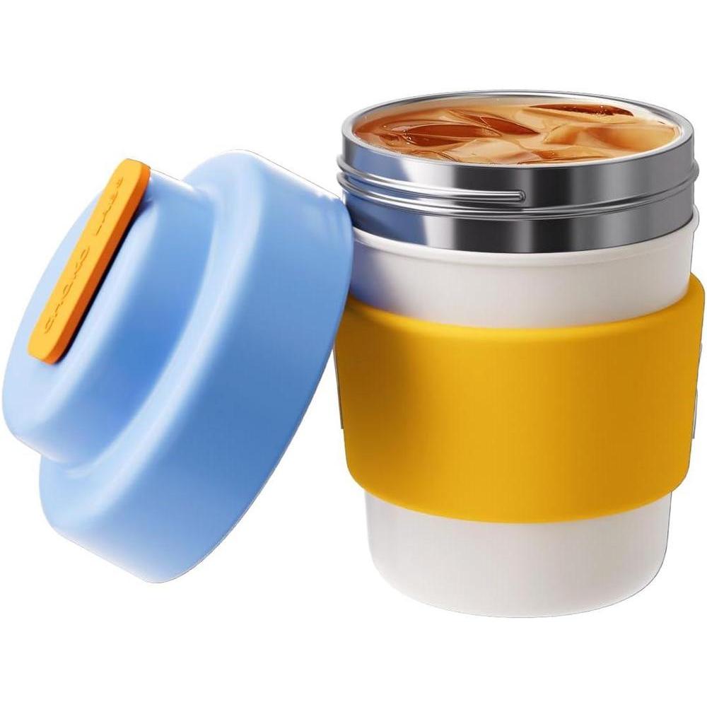 Insulated Travel Coffee Mug, Double vacuum wall,Easy to Grip,BPA free,Blue lid,14 OZ