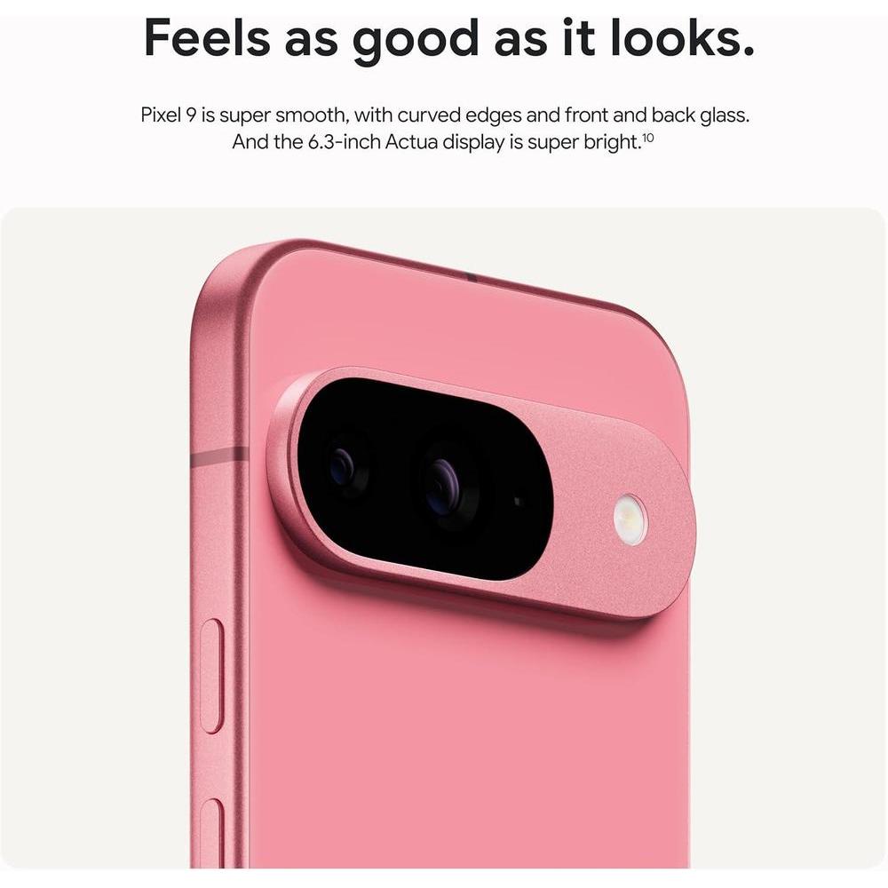 Google Pixel 9 - Smartphone Android desbloqueado con Gemini, batería de 24 horas, cámara avanzada y pantalla Actua de 6.3" - Peony - 256 GB