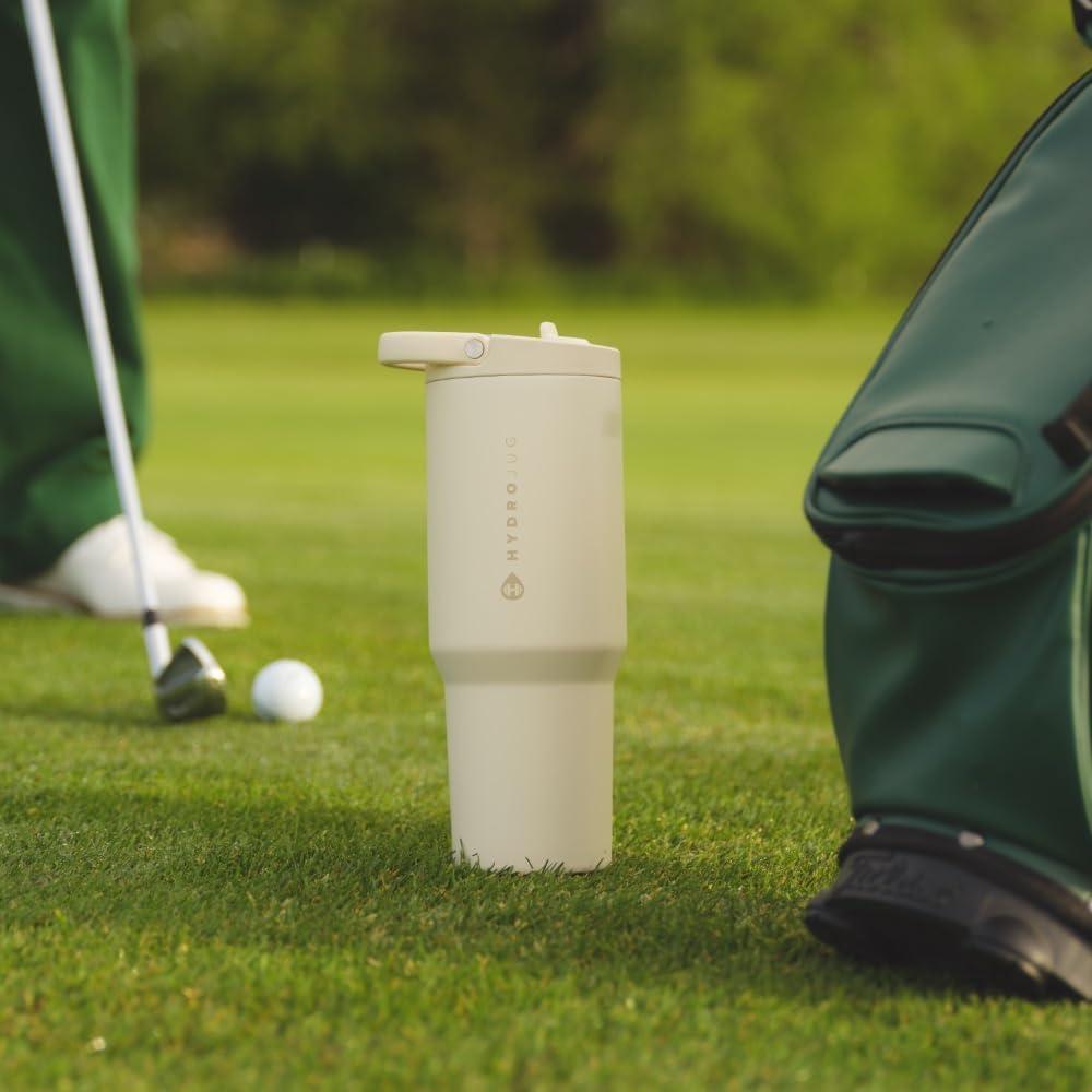 HydroJug Sport Botella de acero inoxidable con popote y diseño ergonómico a prueba de fugas, reutilizable, apta para lavavajillas