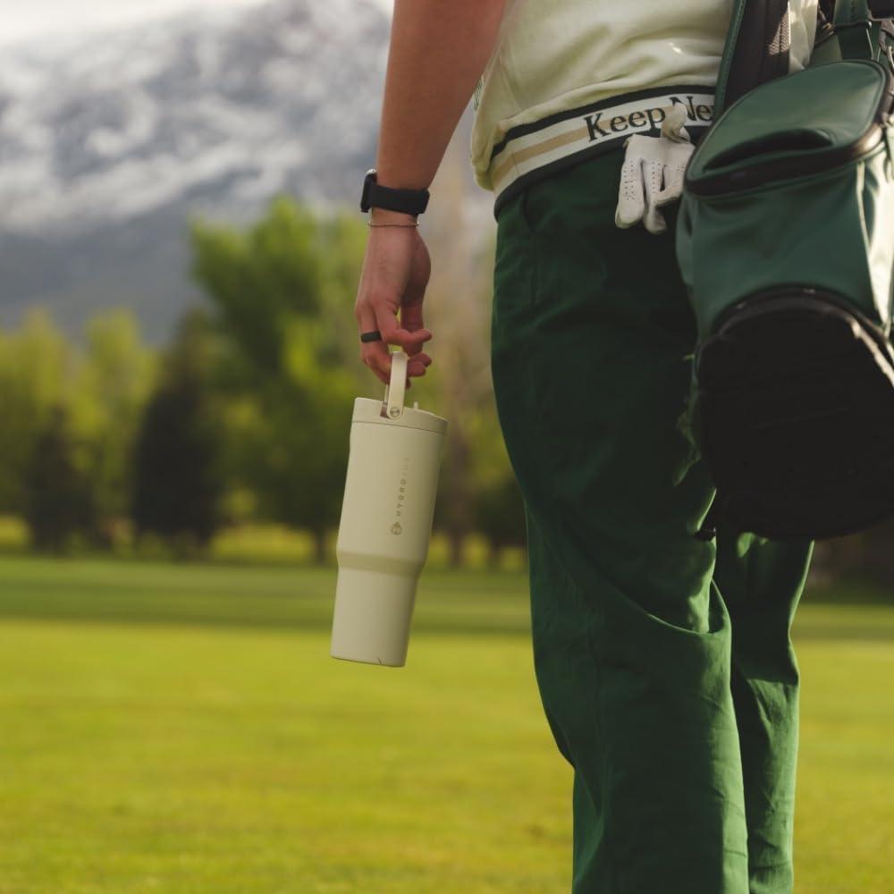 HydroJug Sport Botella de acero inoxidable con popote y diseño ergonómico a prueba de fugas, reutilizable, apta para lavavajillas