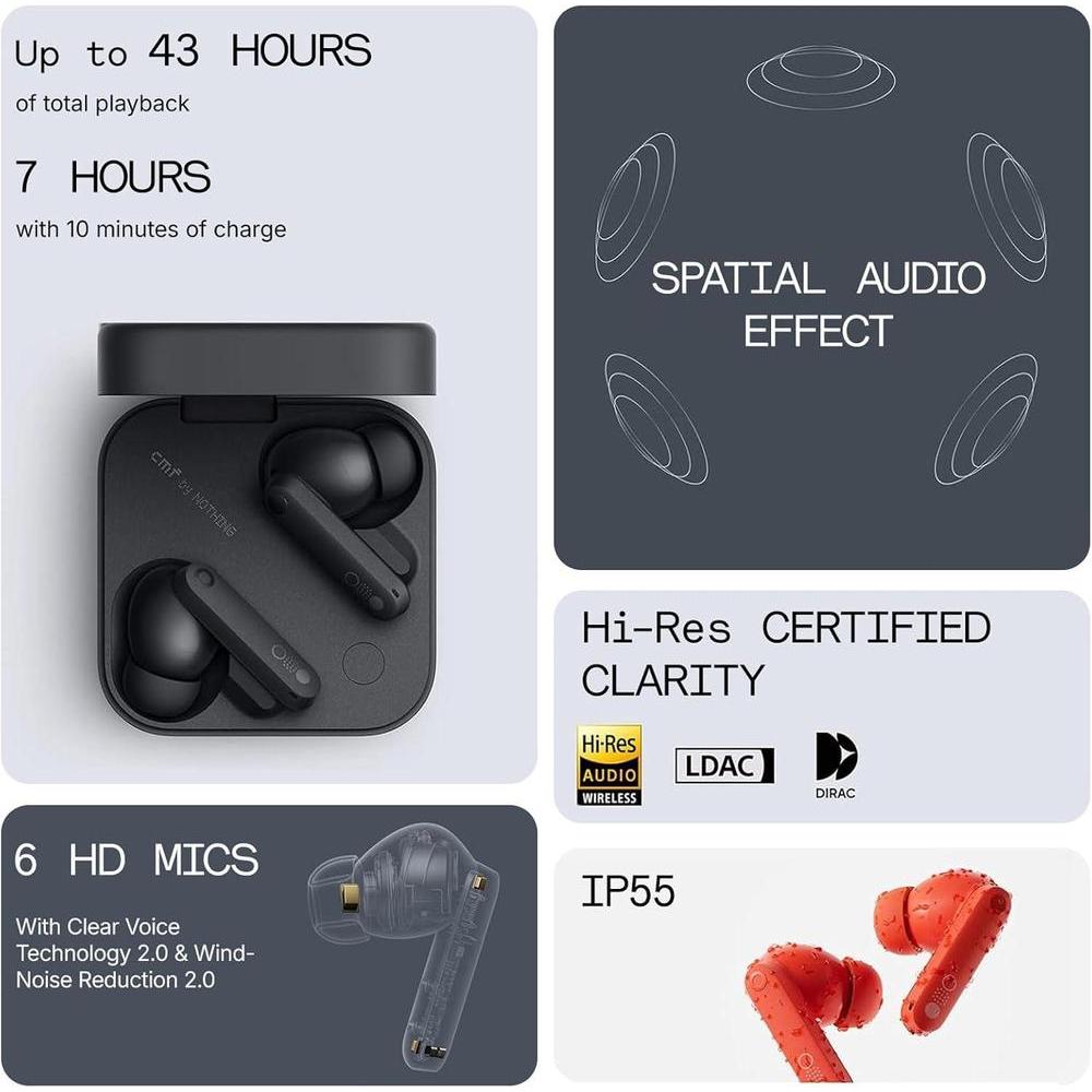 Cmf Buds Pro 2 Auriculares Inalámbricos Con Chatgpt, Audio Hi-Res, 50 Db Cancelación De Ruido, Grises Oscuro