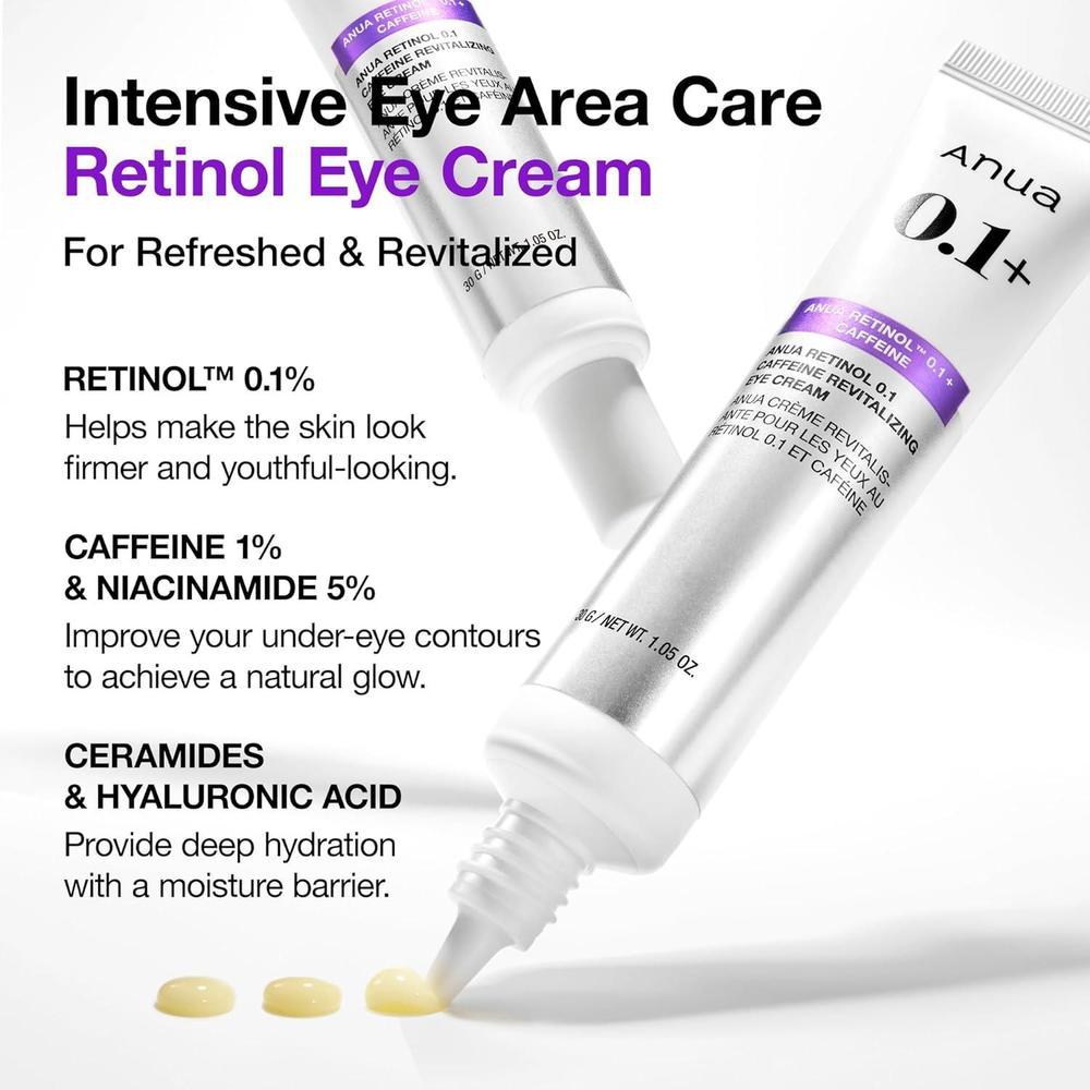 Anua Crema Revitalizante De Ojos Con Retinol 0.1% Cafeína Niacinamida 30g