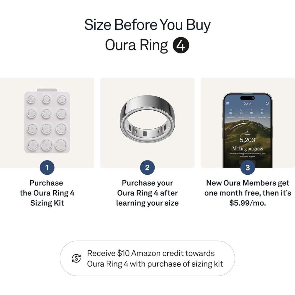 Anillo Inteligente Oura 4 - Plata, rastrea métricas de salud como sueño y estrés con diseño cómodo y duradero