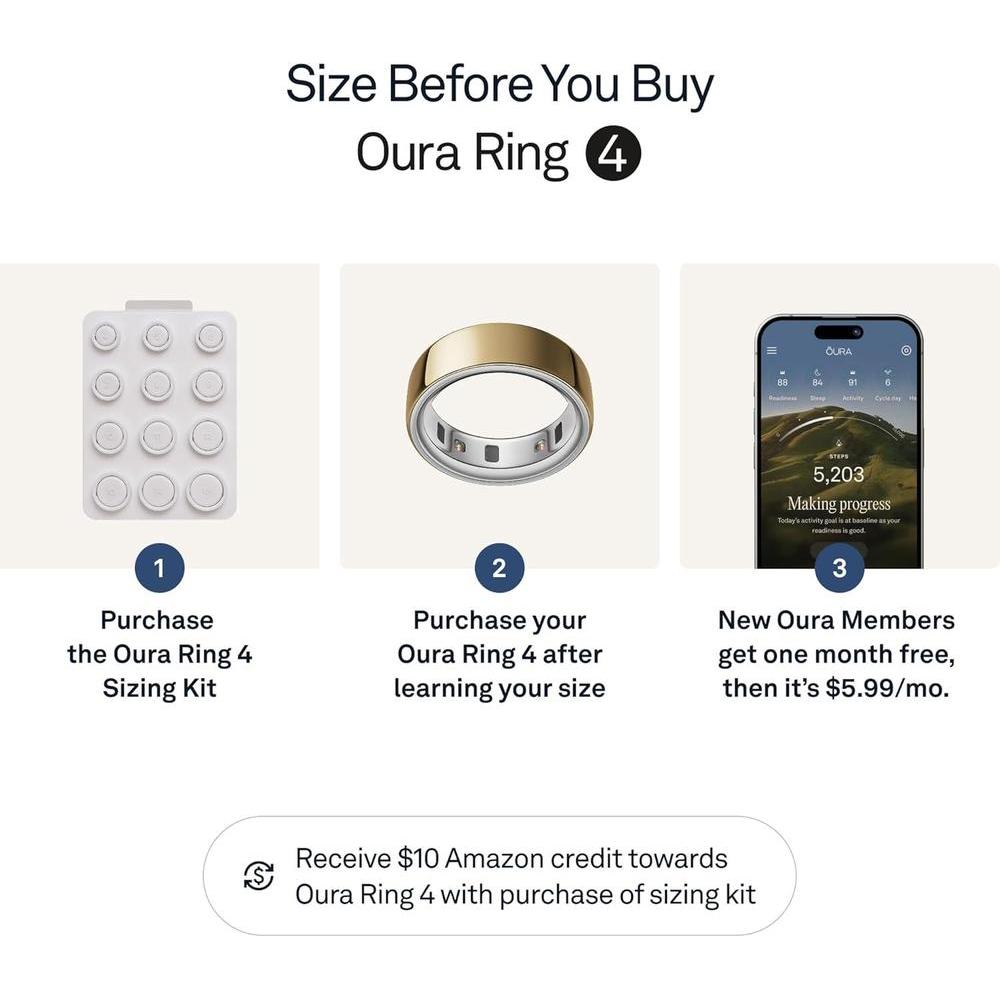 Oura Ring 4 en Oro, seguimiento de salud integral, compatible con iOS y Android, resistente y cómodo