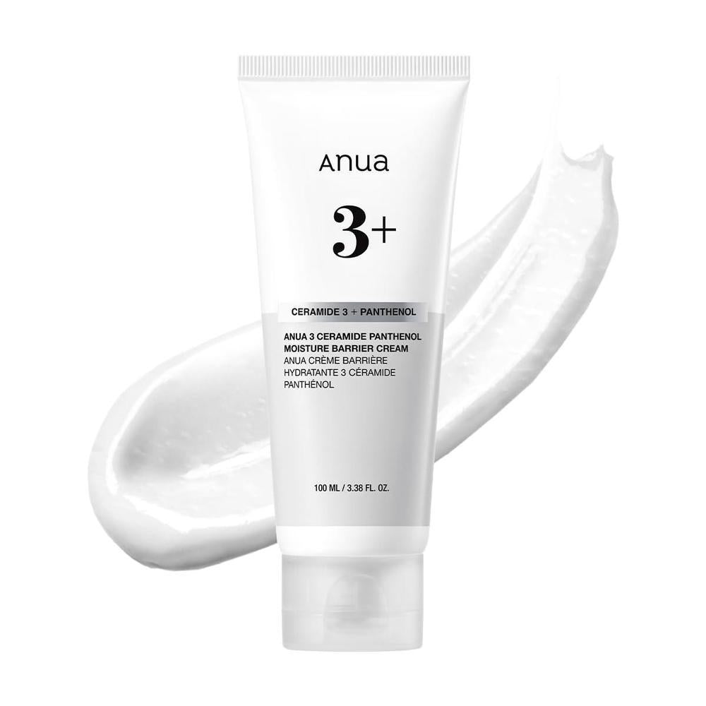 ANUA 3 ceramida pantenol crema de barrera de humedad, hidratante facial hidratante para piel normal, pantenol, ceramida, centella para barrera cutánea no comedogénica, cuidado de la piel coreano (3.38