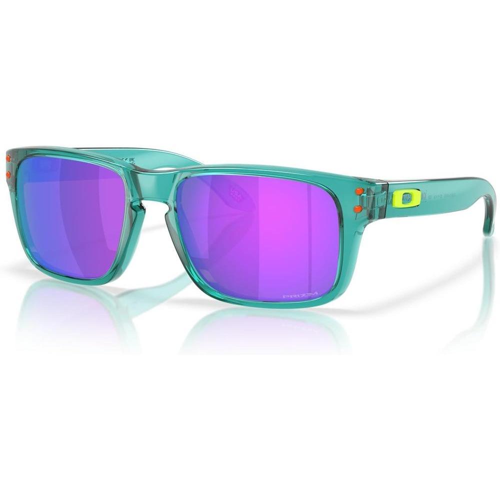 Gafas de sol Oakley Holbrook XXS para niños, diseño rectangular transparente con lentes Prizm violeta, protección UV