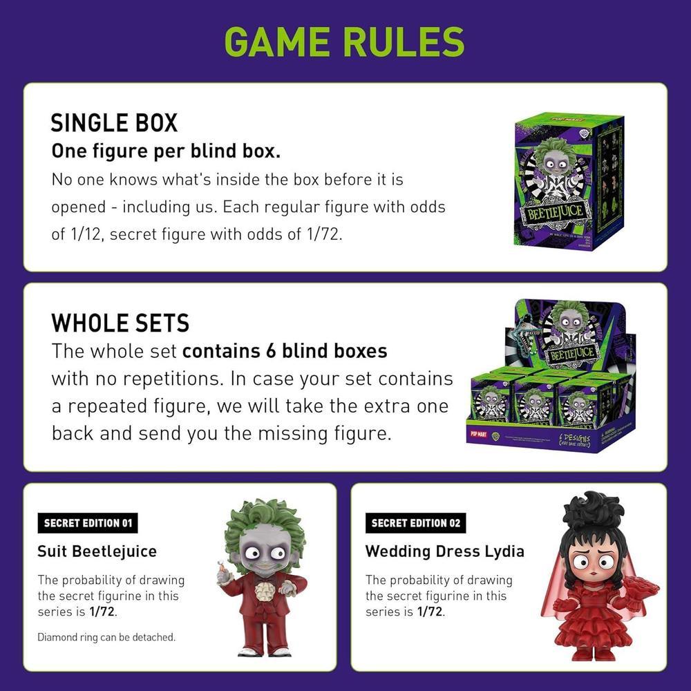 Figuras POP MART de la Serie Beetlejuice, diseño aleatorio en cajas ciegas