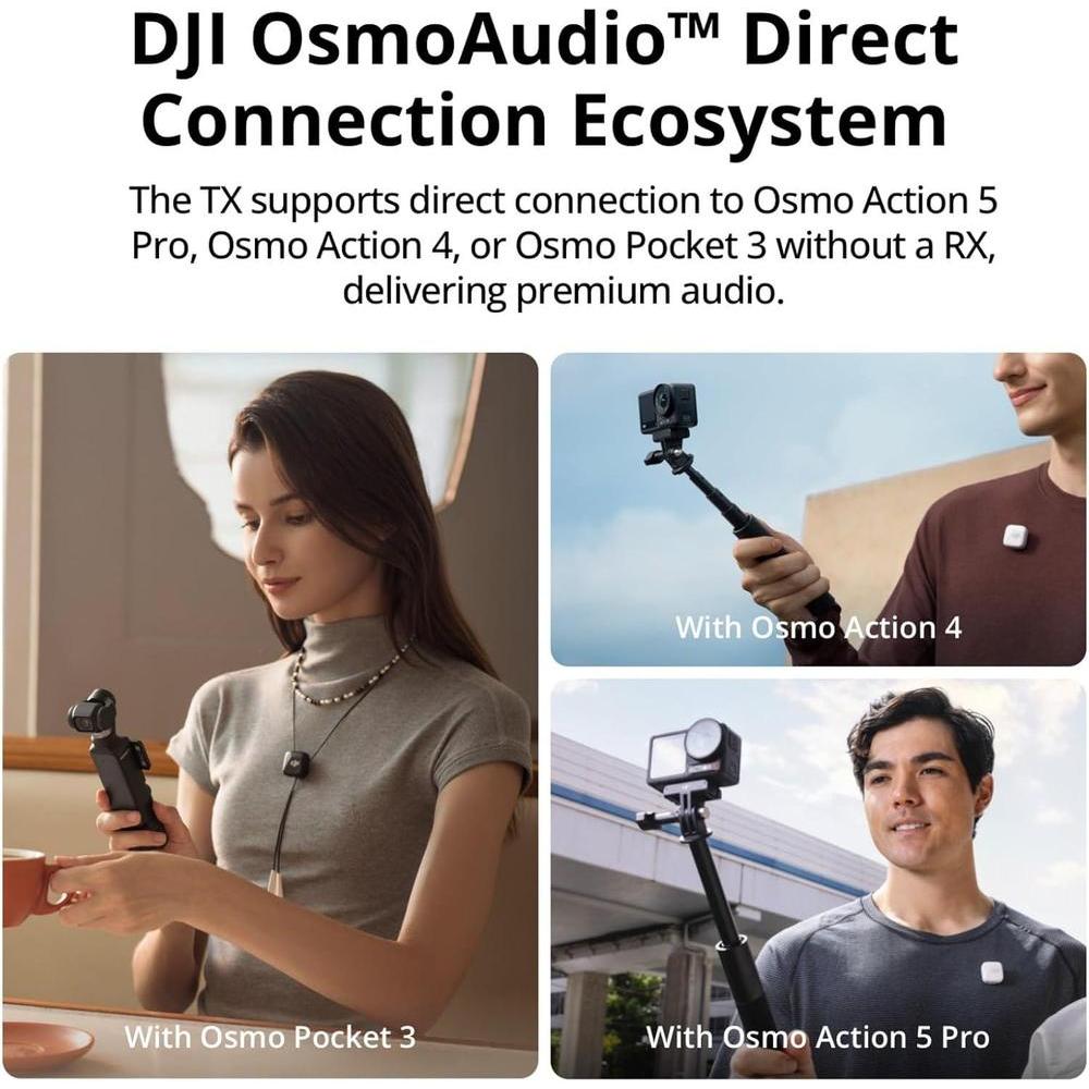 Micrófono inalámbrico DJI Lavalier Mini para iPhone, cámara y Android, diseño ultraligero con audio detallado y cancelación de ruido