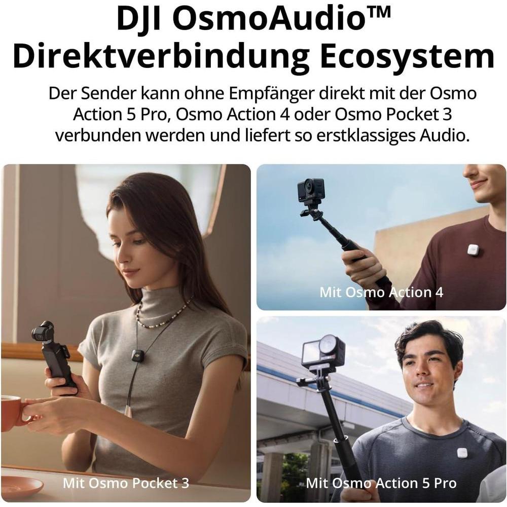 DJI Mic Mini (1 TX + 1 RX), micrófono inalámbrico Lavalier para iPhone, cámara, Android, ultraligero, con cancelación de ruido