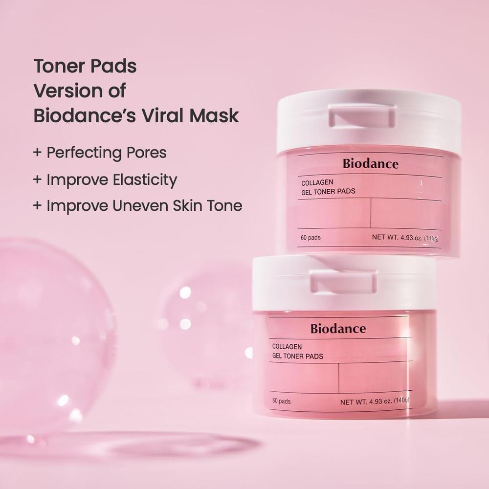 Biodance Almohadillas de tóner de gel de colágeno para minimizar poros y mejorar elasticidad, adecuado para piel sensible