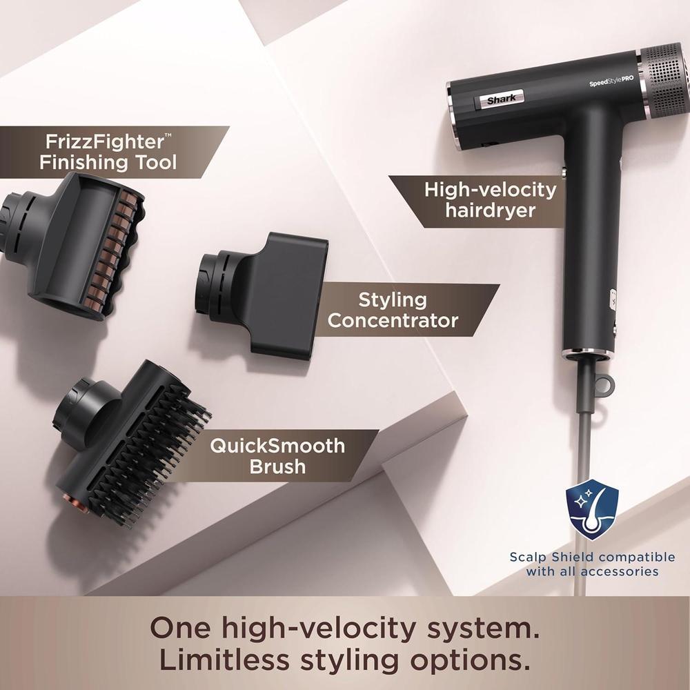 Secador de pelo Shark SpeedStyle Pro HD731 con tecnología iónica, protector de cuero cabelludo, y conjunto de secado rápido