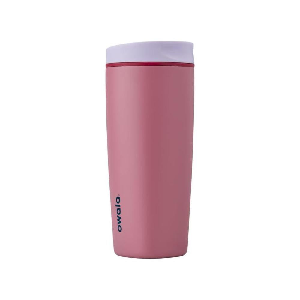 Owala SmoothSip Slider Insulated Stainless Steel Coffee Tumbler, Reusable Iced Coffee Cup, Hot Coffee Travel Mug, BPA Free 20 oz, Purple/Pink (Crochet Queen)