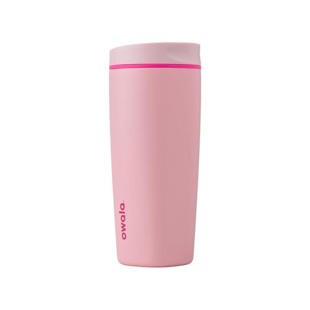 Owala SmoothSip Slider Insulated Stainless Steel Coffee Tumbler, Reusable Iced Coffee Cup, Hot Coffee Travel Mug, BPA Free 20 oz, Pink (Pucker Up)