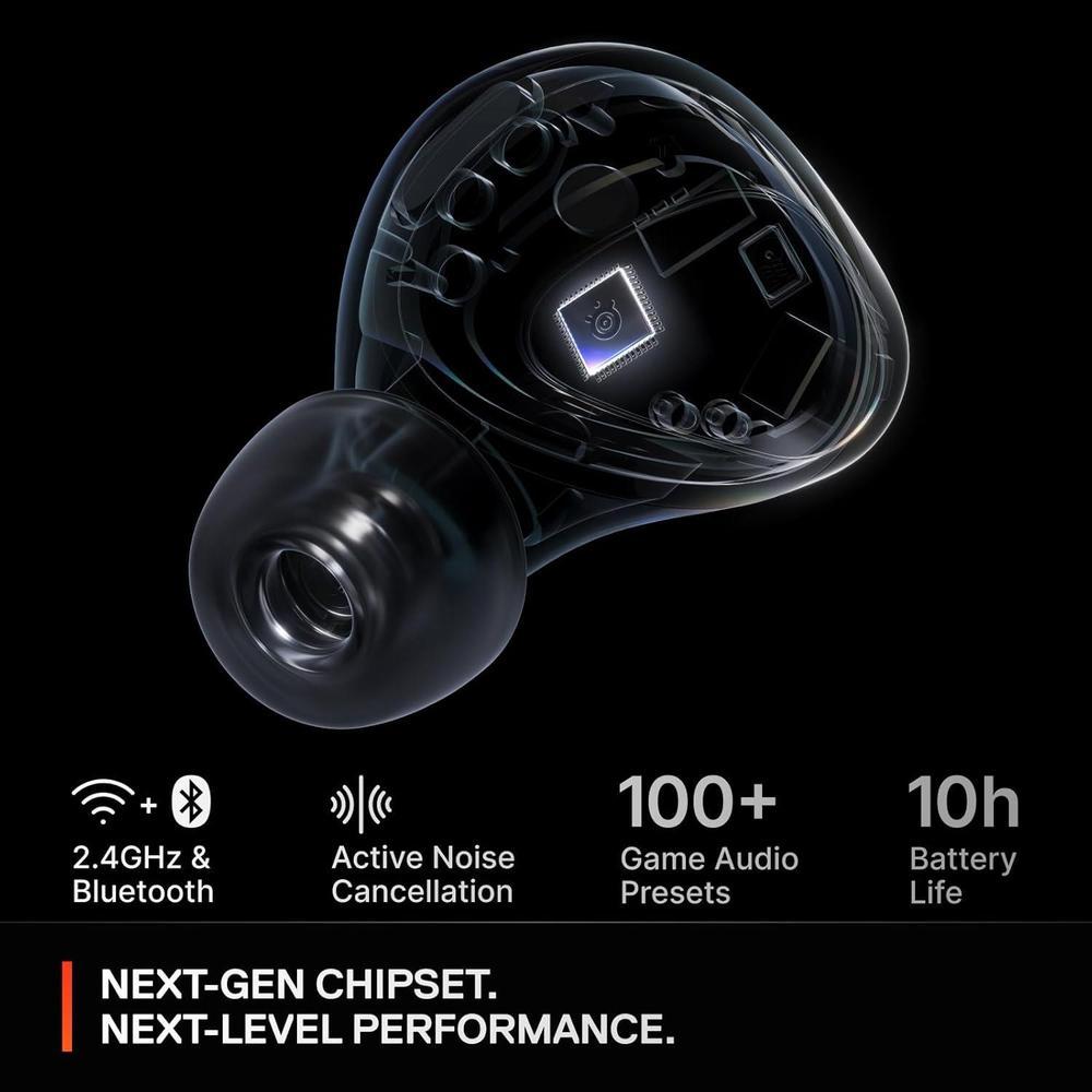 SteelSeries Arctis GameBuds con Switch Wireless 2.4GHz, Bluetooth 5.3, cancelación de ruido, presets de audio, batería 40H - Blanco