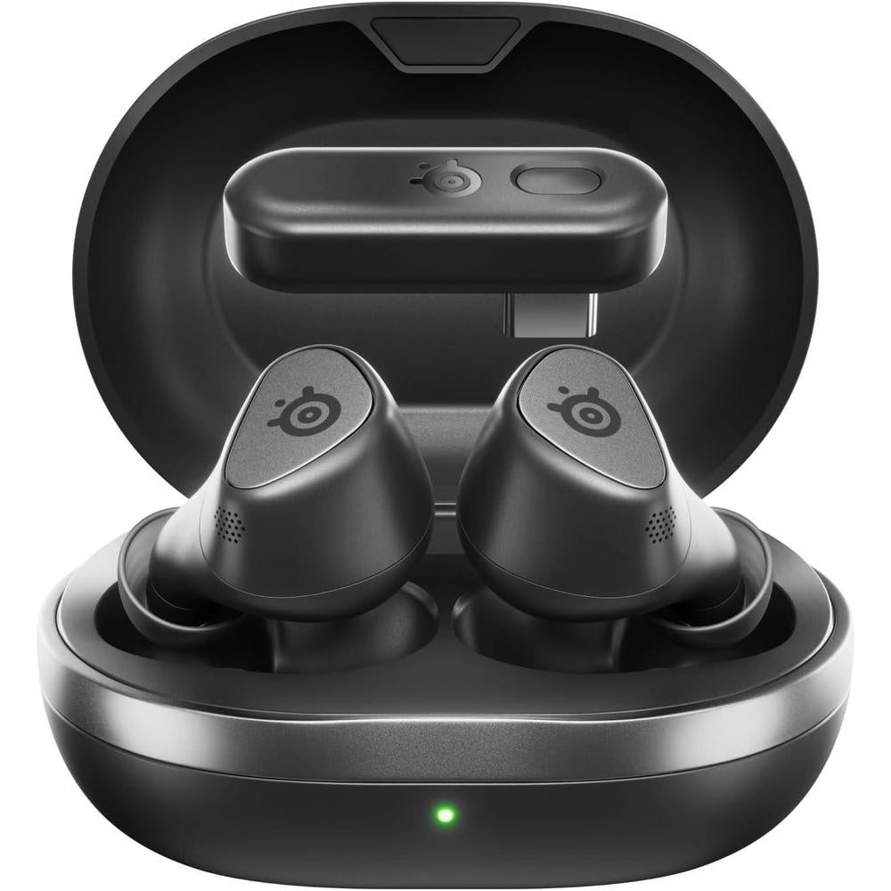 Arctis GameBuds for PlayStation/PC/Switch/Mobile — 2.4GHz + Bluetooth 5.3 Earbuds — Active Noise Cancelling — Mobile App Sound Presets — Water Resistant IP55 — 40H Battery with Qi Charging Case