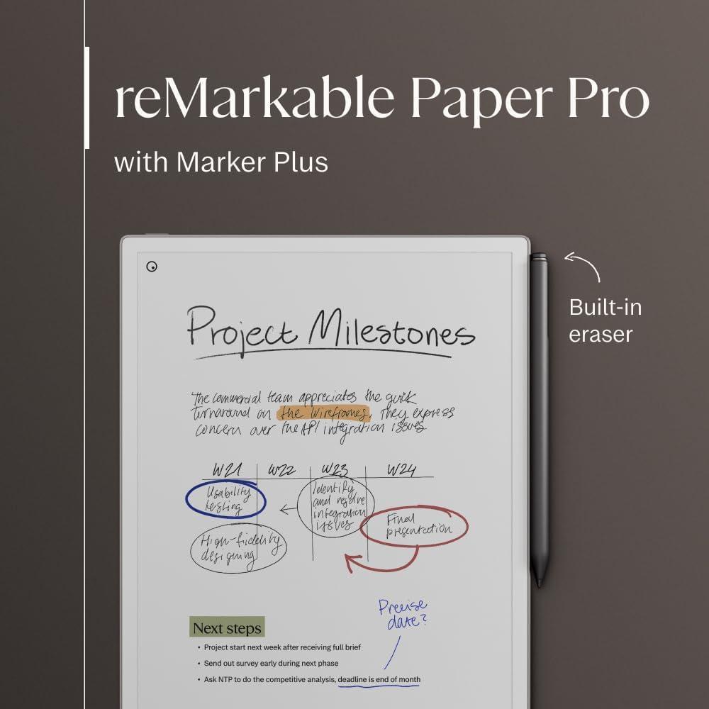 reMarkable Paquete Paper Pro - Incluye tableta de papel reMarkable y bolígrafo Marker Plus con borrador
